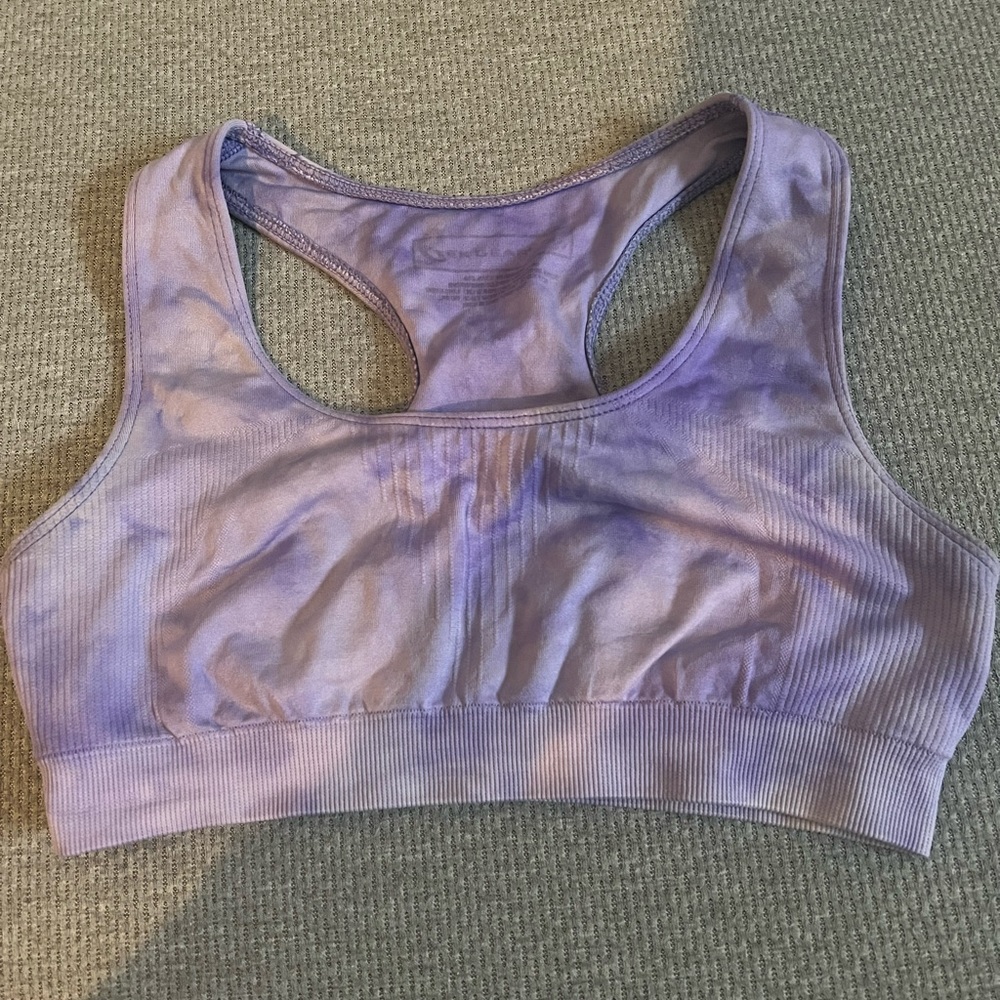 Tek gear purple seamless tie dye sports bra size small